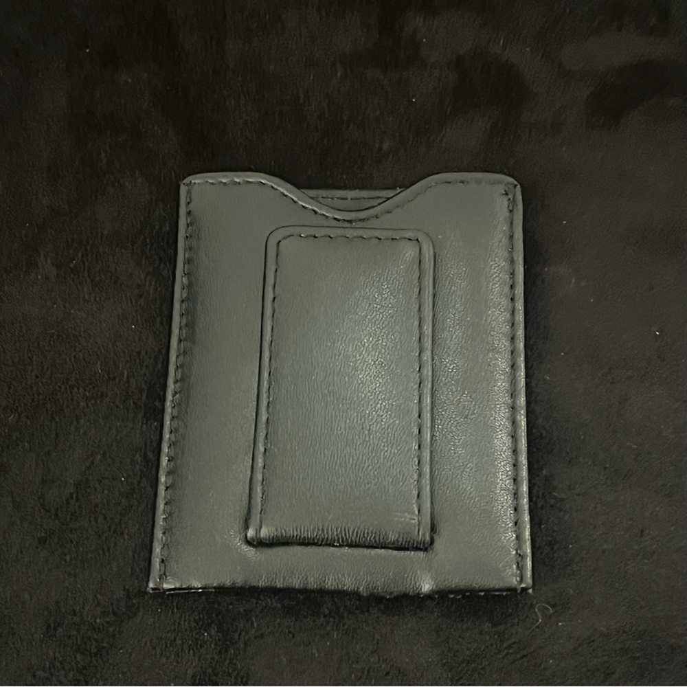 Vintage Buxton Black Credit Card Wallet Money Clip Genuine Leather